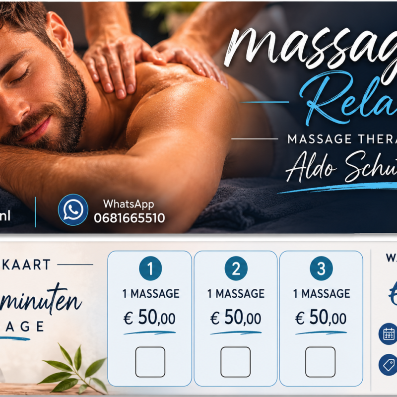 Massage kaart 3x60 minuten