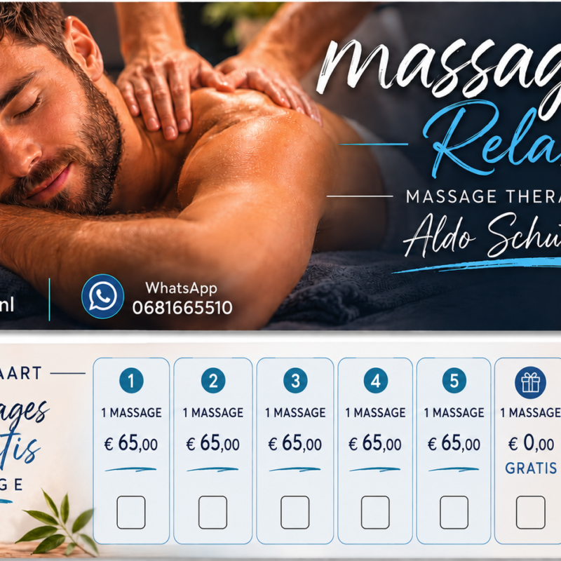 Massage kaart 5 + 1 Gratis 90 minuten