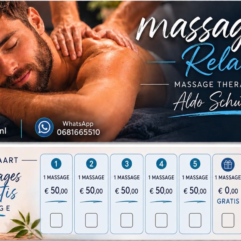 Massage kaart 5+1 Gratis 60 minuten